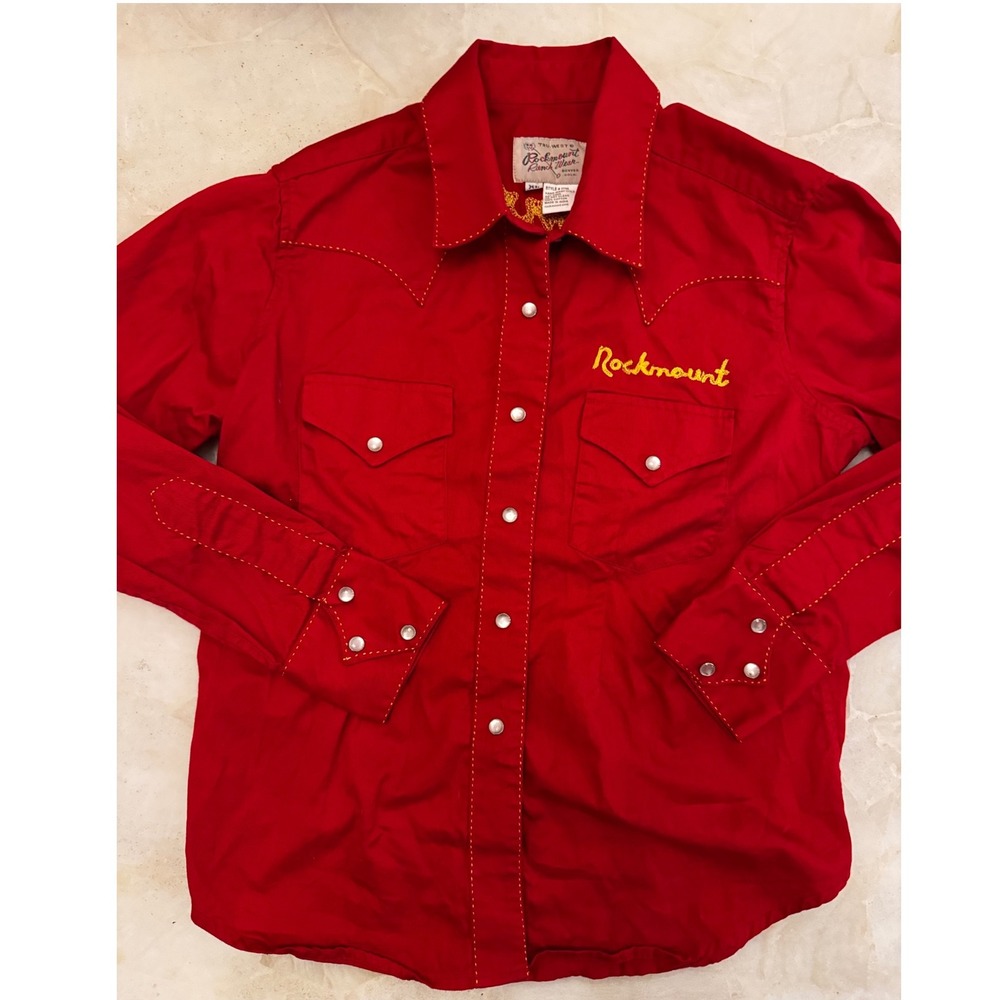 Rockmount Ranch Wear Red Western Snap Shirt Embroidery Saddle Club Womens XL